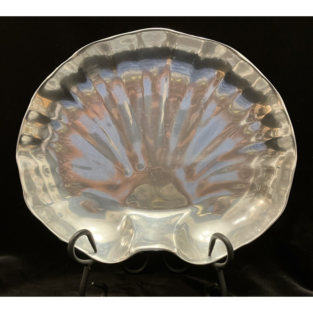 Wilton Armetale 12x9" Pewter Scallop Shell Shape Serving Tray Dish VTG Bruce Fox